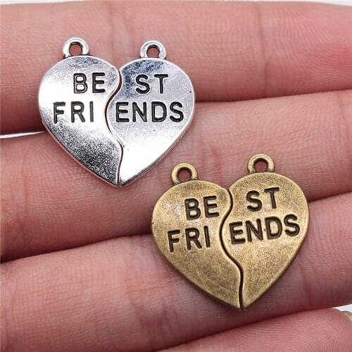 10pcs 23x22mm Best Friends Puzzle Pieces Charm Pendants For Jewelry Making Best Friends Heart Pendants