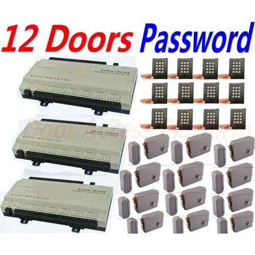 12 Door Turnkey Project Set of TCP/IP+Web Access Controller System+12 pcs Pin-Code+Card reader+12 Electro Rim Control Lock kit