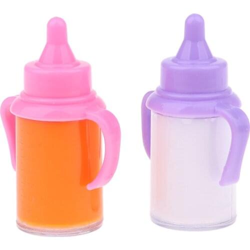 Newborn Baby Doll Feeding Bottle Milk Carrot Juice Bottle With Two Handles Liquid Disappearing Drinking Bottle 2 Pieces