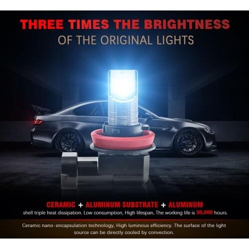 2Pcs H11/H8 LED Headlight High or Low Beam Bulbs 110W 6000LM 6000K White Car Accessories LED light tool Auto Parts Headlight
