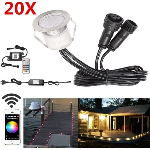 20Pcs 30mm LED Deck Stair Step Driveway Kitchen Terrace Lights Wifi Music Controller Dimmer Timer for Alexa Google Home IFTTT