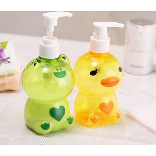 250ml Portable Kids Cute Animal Soap Dispenser Frog/duck Shape Push-type Dispenser Shampoo and Shower Gel Dispensing Bottle
