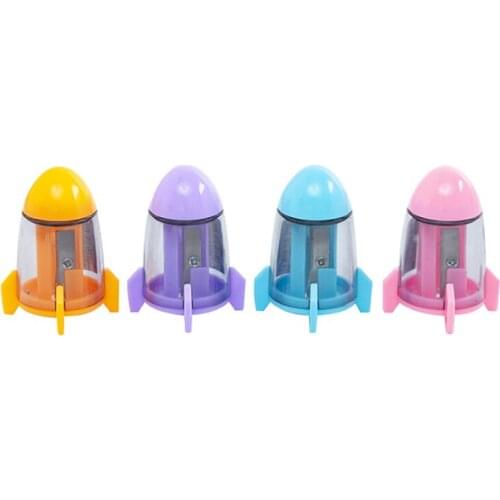 4pc Cute Rocket Shaped Pencil Sharpener Creative Single Hole Manual Pencils Sharpener Student Office School Supplies Stationery