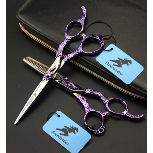 6.0" purple sale japan hair scissors shears 440c hairdressing scissors barber thinning scissors hairdresser haircut scissor
