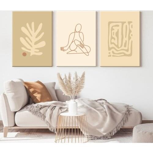 Abstract Bohemia Posters Body Curve Nordic Simplicity Wall Art Canvas Prints Cactus Plant Warm Style for Living Room Home Decor