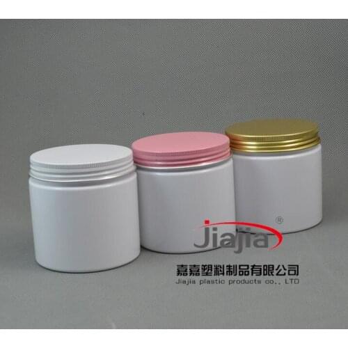 Free shipping: 200g Aluminum Can PET Food storage 200ml white PET Plastic Food Container Cream Jar with white/pink/gold cover