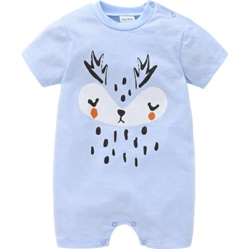 KAVKAS Short Sleeve Summer Baby Boy Romper Cartoon Cotton Clothes 3m 6m 9m 12m Newborn Kids Costume Infant Jumpsuit