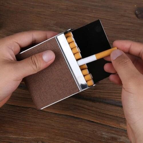 Hold 20 Pieces Cigarette Case Fashion Portable Canvas Cigarette Case Titanium Steel Frame Cigarette Boxes Smoking Boxes