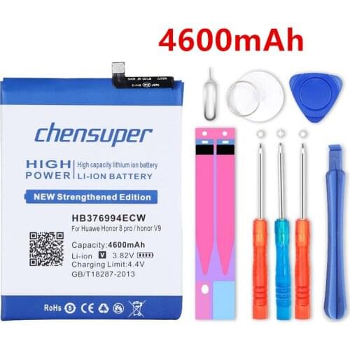 Chensuper 4600mAh HB376994ECW For Huawei Honor 8 Pro Honor V9 HonorV9 DUK-TL30 DUK-AL20 Phone Battery+Quick Arrive