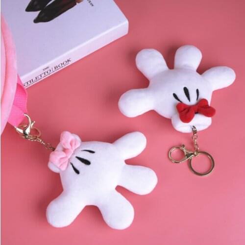 Disney Newest Cartoon Mickey Minnie Bows Plush Bag Pendant Keychain Palm Toy Girls Gift For Friend Kids