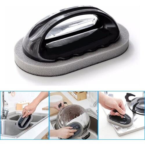 Emery Sponge Cleaning Brushes with Handle Nano Magic Eraser Wipe Stain-Remove Dish Pan Washing Sponge Brush Kitchen Clean Tool