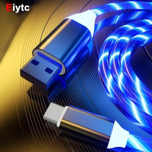 Eiytc Glow LED Lighting Fast Charging Micro USB C Cable for Xiaomi 11 Redmi Note 10 9s Pro Phone Charger Type C Cable for iphone