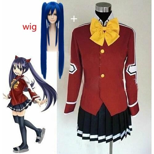 Anime Fairy Tail Wendy Marvell Cosplay Costume Halloween Party Clothing Custom Size Dresses Suit School Uniform Tops+Skirt+Tie