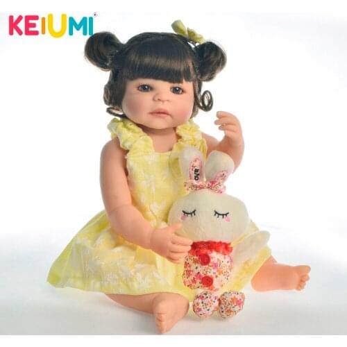 KEIUMI 22 Inch 55 cm Reborn Baby Girl Full Silicone Body Reborn Dolls Realistic like Kids Playmate Baby Toys For Birthday Gifts