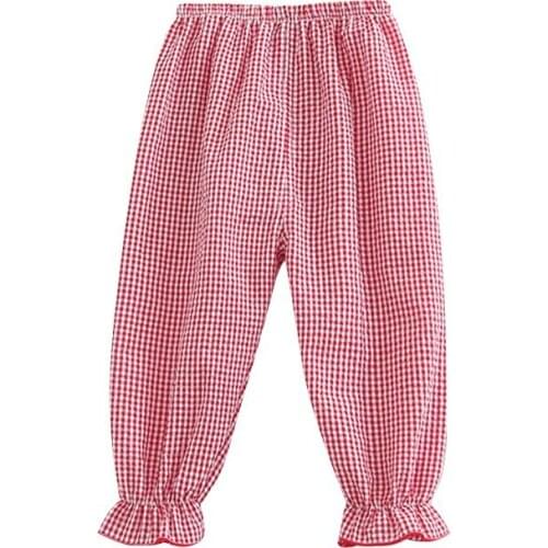 Summer Baby Pants Kids Boys Girls Cotton Plaid Casual Legging Sports Pants Casual Long Pants Newborn Baby Clothing 0-3T