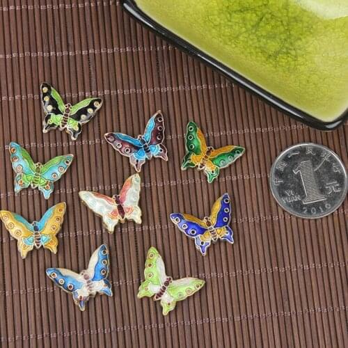 Handmade Colorful Cloisonne Enamel Butterfly Beads DIY Jewelry Making Copper Accessories Necklace Earrings Bracelets 5pcs/lot