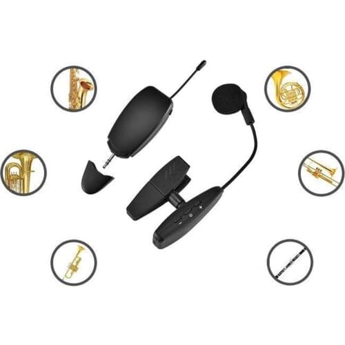 New UHF Saxophone Mic Wireless Microphone System Clip on Instruments for Saxophone Trumpet Sax Horn Tuba Performance Microphone