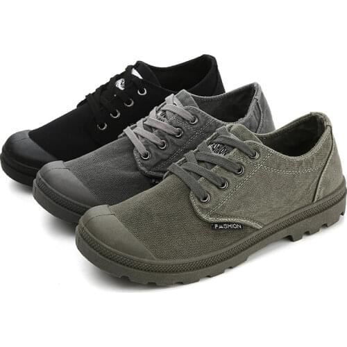 New Canvas Shoes Hard-wearing Non-slip Hiking Shoes Men Breathable Lace Up Casual Shoes Daily Male Working Shoes Sneakers Men