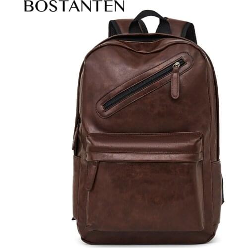 BOSTANTEN Mens Large Capacity Computer School Bag Oil Wax Leather Backpack for Men