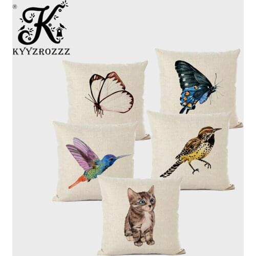 Cute Animal Cushion Set Cat Duck Rabbit Butterfly Frog Bird Print Home Childrens Room Decoration Sofa Car Hug Pillowcase 45*45