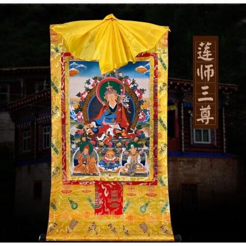 Wholesale Buddhist supplies 120CM LARGE Greco-Buddhist Buddhism Guru Rinpoche Padmasambhava Thang-ga Thangka hang painting