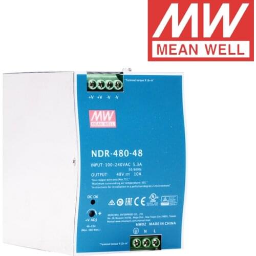 Original Mean Well NDR-480-48 meanwell DC 48V 10A 480W Single Output Industrial DIN Rail Power Supply