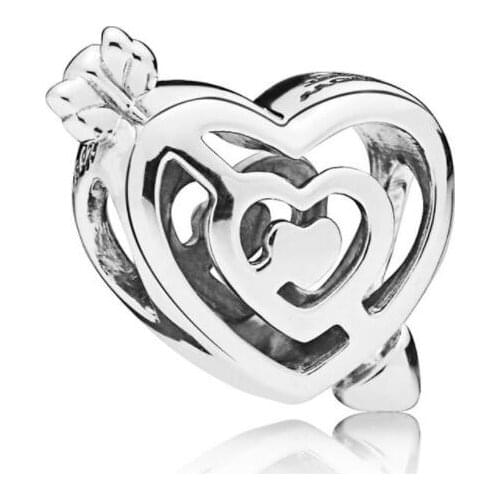 Genuine 925 Sterling Silver Bead Charm Openwork Arrow Pierces Path To Love Beads Fit Pan Bracelet & Necklace Diy Jewelry