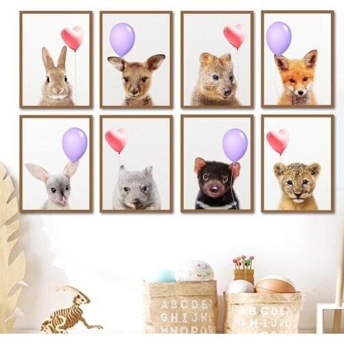 Full Square Diamond Painting Animal Lion Fox Deer Rabbit Balloon Cross Stitch Kits Diamond Mosaic Embroidery Pictures Home Decor