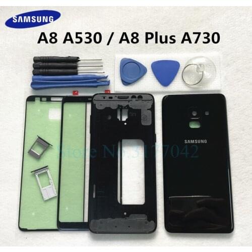 Full Housing For Samsung Galaxy A8 A530F A8+ Plus A730F 2018 Front Glass Middle Frame Battery Back Case Door Rear Cover + Tools