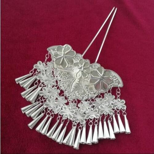 Miao silver Hair accessories Women Dance Hairpin Butterfly hairpin Hmong
