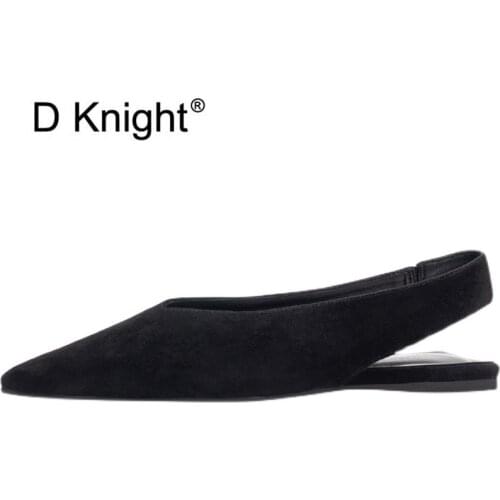 2021 Luxury V-mouth Women Slingbacks Summer Ladies Slippers Pointed Toe Low Heels Flats Casual Women Shoes Black Woman Sandals