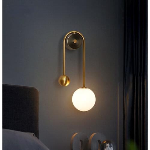 Modern Led Wall Lamp Glass Ball Sconces Gold White Lampshade Living Room Kitchen Corridor Lighting Fixture Nordic Decor Lights