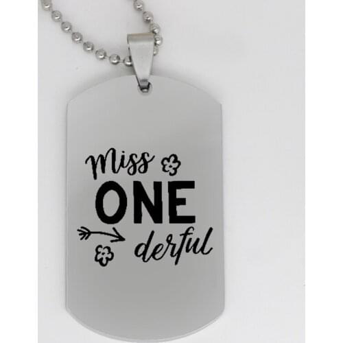 Ufine jewelry girls gift pendant army card miss (onederful) wonderful stainless steel customed necklace N4149
