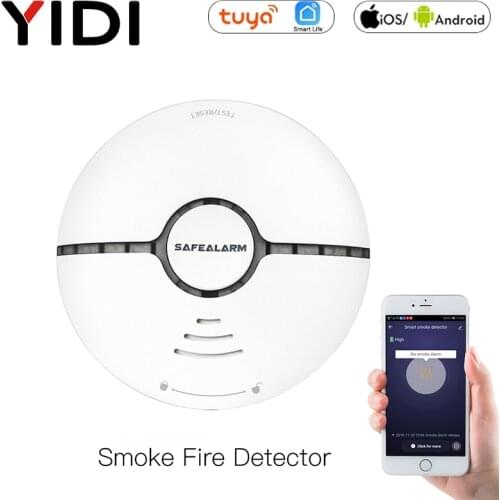 WiFi Smart Smoke Fire Alarm Sensor Detector Home Security System Battery-powered Alarm Wireless Smart Life Tuya App Control