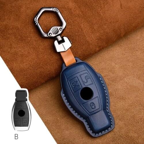 1Pcs Genuine Leather Car Key Cover key Case For Mercedes benz A B R G Class GLK GLA w204 W251 W463 W176 smart key