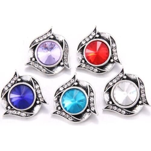 10pcs/lot High Quality 18MM Snap Button Jewelry Rhinestone Flower Fit Snap Bracelet Bangle Earrings Necklaces DIY Snap Jewelry