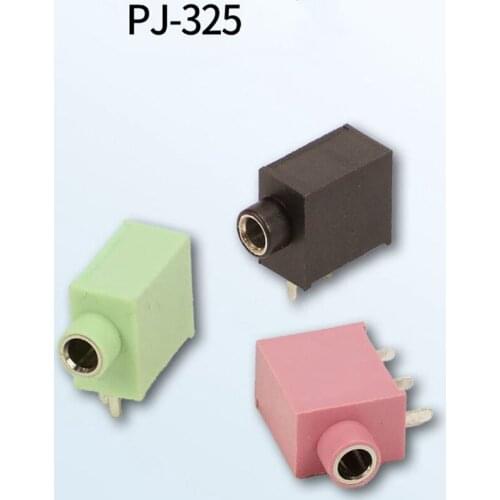 10pcs Inner copper sleeve power socket female base Ф 3.5m earphone socket 5 Pin Black Pink Green stereo pj-325c