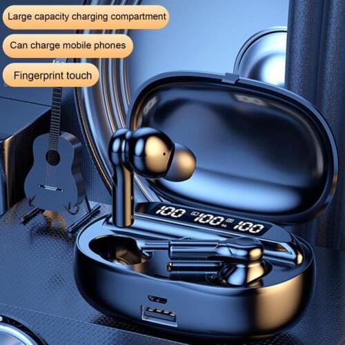 2Pcs D2 Wireless Earbuds Rechargeable LED Display Fingerprint Touch Control Mini Bluetooth 5.2 In-ear Headsets for Sports