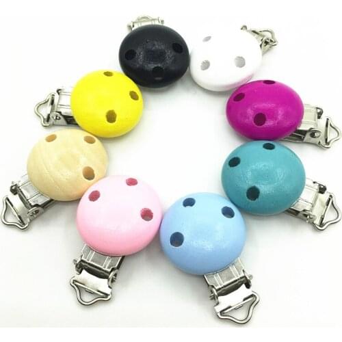 2pcs Round Shaped Pacifier Clip Silicone dinosaur Baby Teether & wooden teething Accessories Clip Nipple Clasps Toy DIY Bead