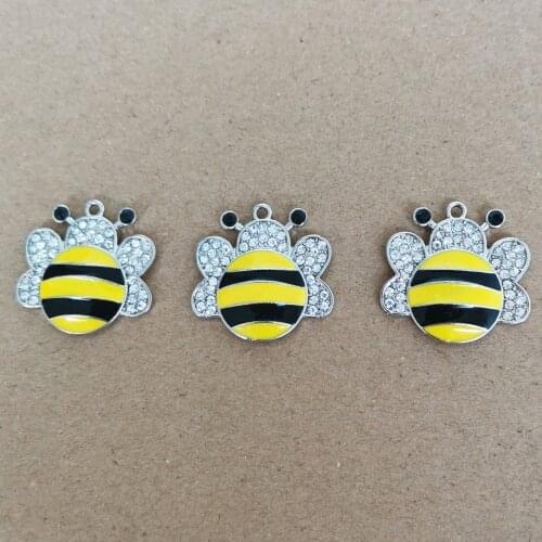 2pcs/pack Zinc Alloy Enamel Cute Animal Bee Shape Charm Pendant For DIY Handmade Jewelery Making about 27x28mm s1005