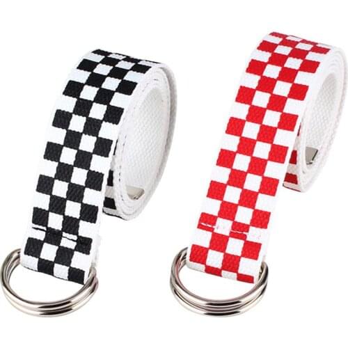 2019 Black White Plaid Belt Canvas Checkerboard Belts Cummerbunds Canvas Waist Belts Casual Checkered Waistband 130cm