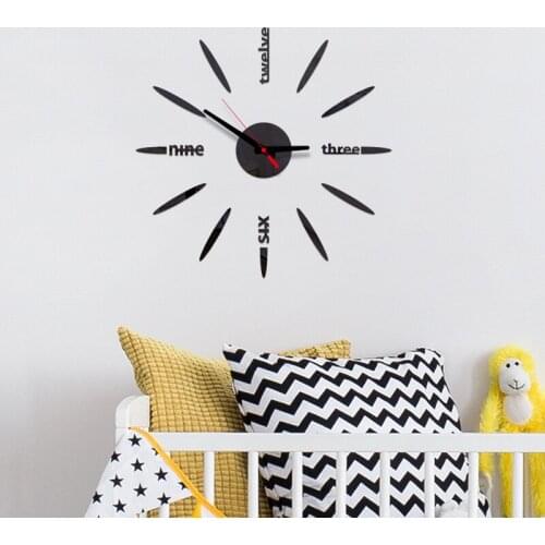 3D DIY Wall Clock Modern Design Clock Watch Wall Clock Horloge Acrylic Mirror Stickers Home Decoration Living Room Quartz Needle