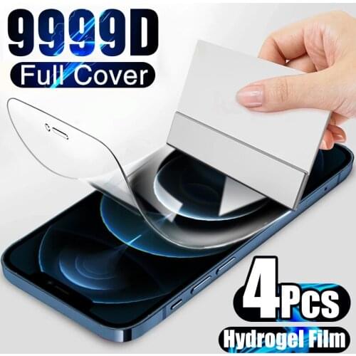 4Pcs Full Coverage Hydrogel Film For iPhone 7 8 6 Plus SE 2020 Screen Protector on iPhone X XR XS MAX 11 12 Pro phone Protective