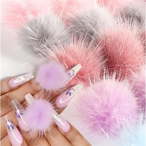 6pcs/lot Nail Art Pom Pom Magnetic Fur Balls 3D Nail Art Decorations Salon Manicure Supplies