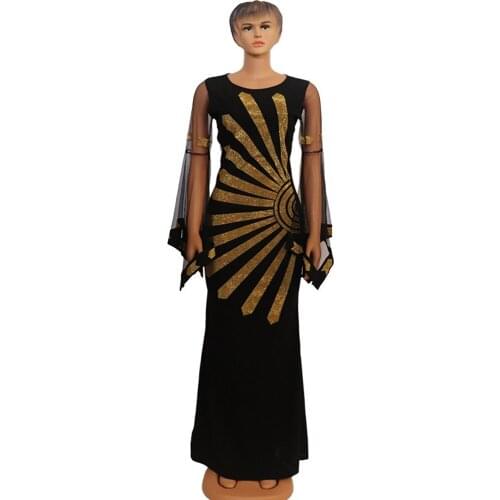 African Dresses for Women 2021 New African Clothes Dashiki Elasticity African Long Sleeve Dress Maxi Dress American Clothing