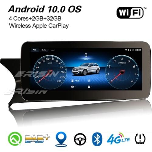 Erisin 2645 10.25"IPS Android 10.0 DAB+ GPS Car Stereo Carplay WiFi USB Bluetooth Navi For Mercedes-Benz C-Class W204 2011-2014