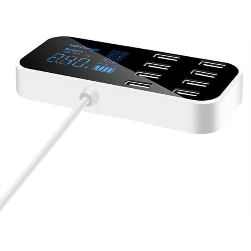 Multiple USB Charger Portable 8-Port Car Charging Station with Digital Display for Smart Phones Tablet PCs