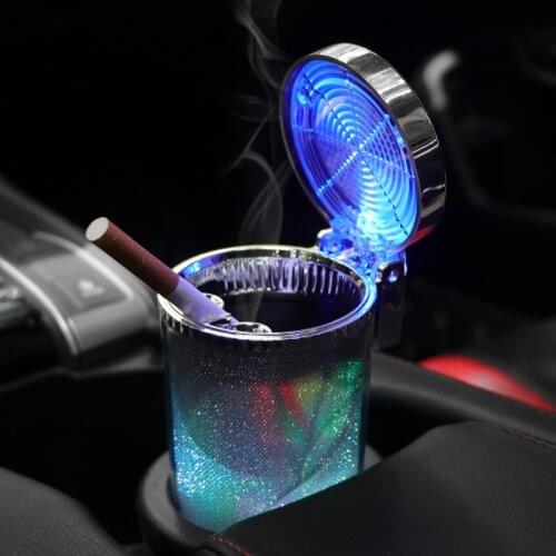 Car Accessories Portable Led Alloy Ash Tray Aluminum Cup Light Car Ashtray Universal Cigarette Cylinder Holder Car Styling Box
