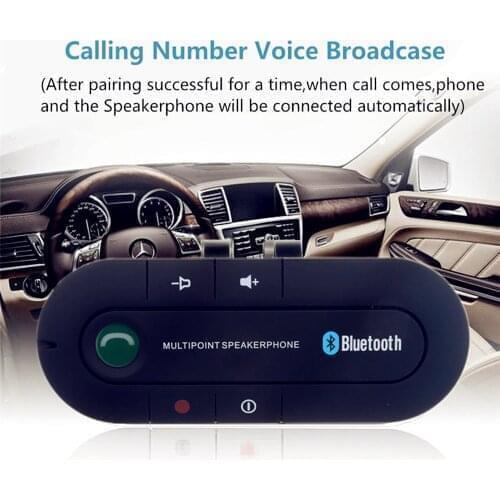 Car Bluetooth 4.1 Multipoint Speakerphone Handsfree Car Kit Sun Visor Clip Wireless Receiver Auto Stereo Mp3 Playe