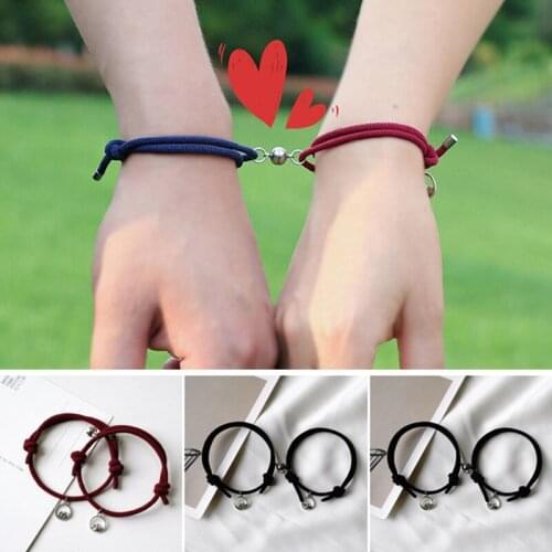 2 Pcs Couple Bracelet For Men Women Friendship Adjustable Rope Charms Magnetic Bracelets Long Distance Attract Love Jewelry Gift